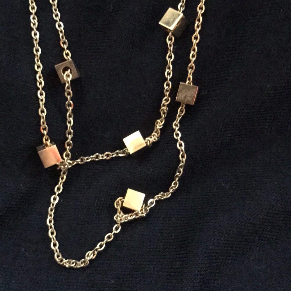 Layered gold cube necklace
